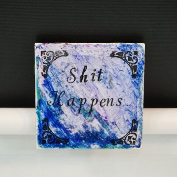 Novelty Coasters With Adult Funny Saying Ceramic Coaster Set Of 4 Made In USA - Picture 5 of 9